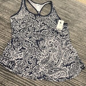 J.Crew/ New Balance Collaboration -navy Paisley Women's sports Tank Top